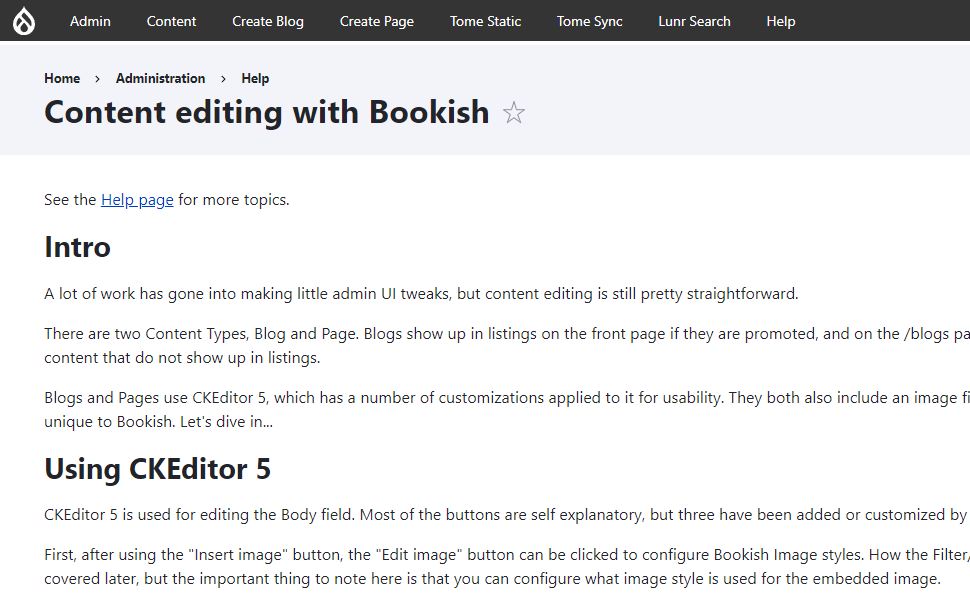 A screenshot showing Bookish help topics.