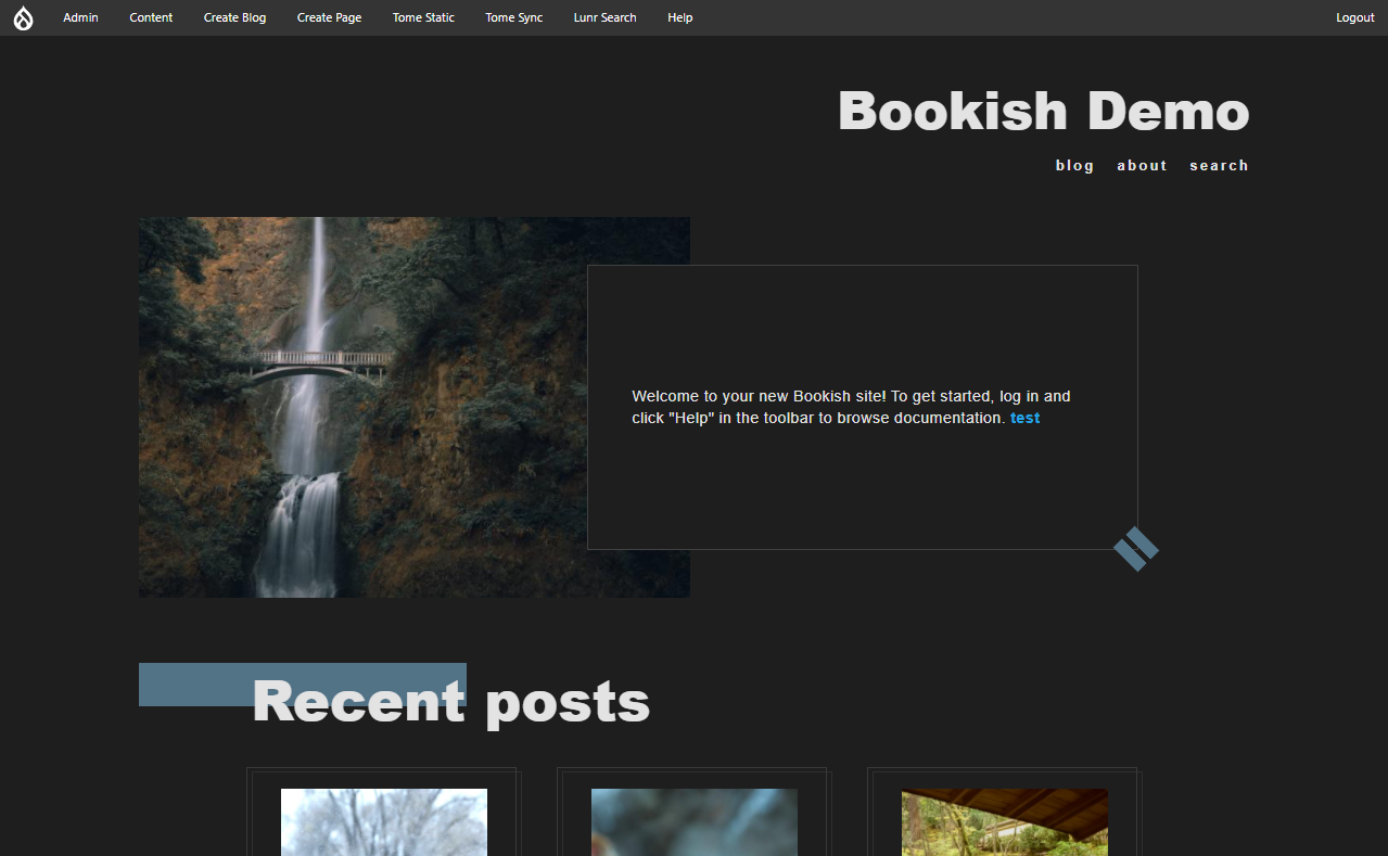 A screenshot of the Bookish demo's homepage