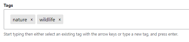 A screenshot showing how Tagify looks with Drupal.